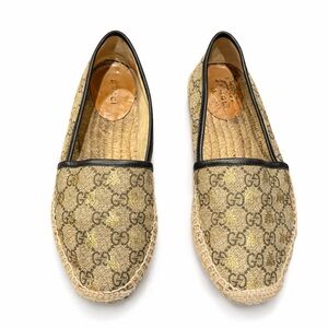 Gucci Tan Espadrille Shoes with Logo